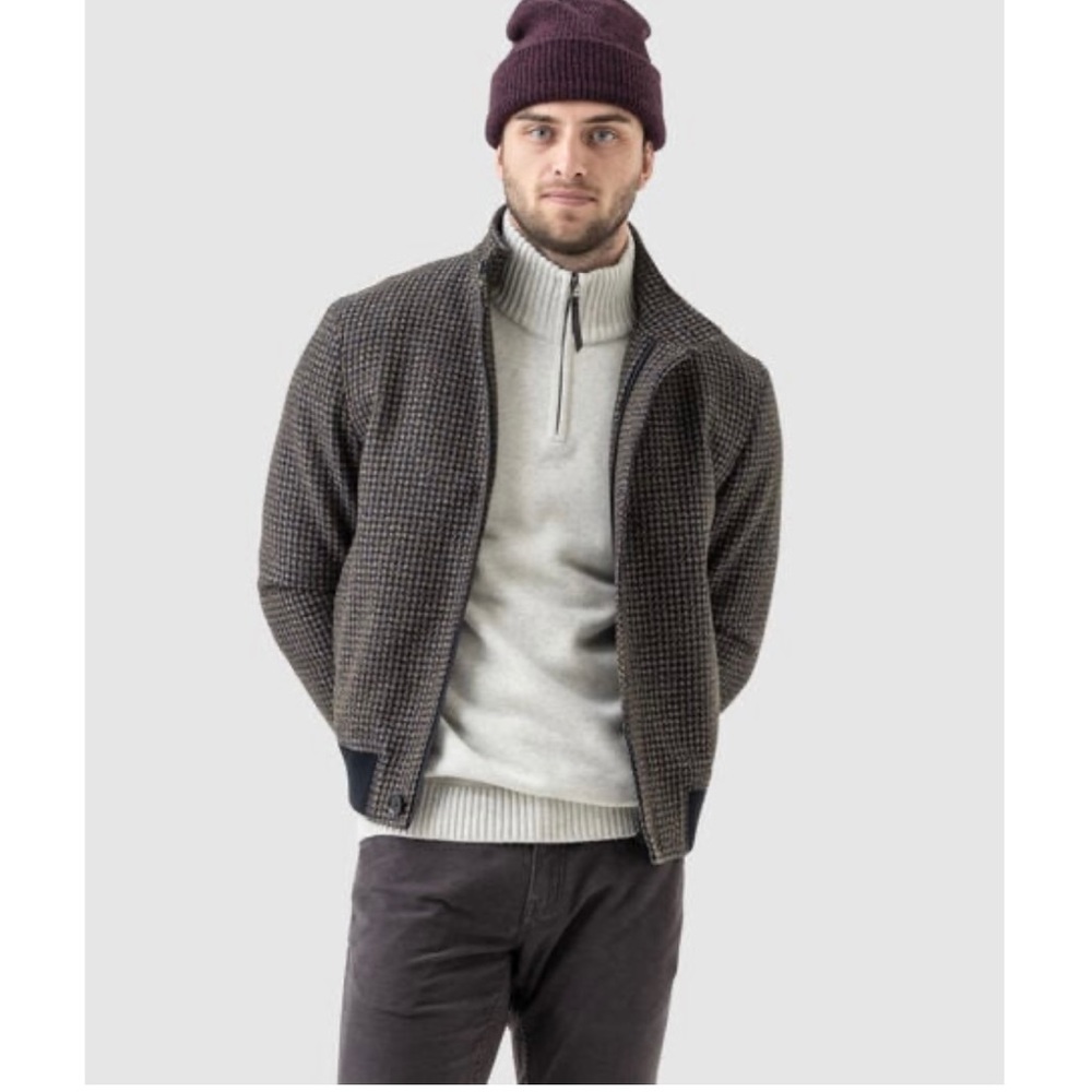 Rodd and Gunn Barrhill Jacket, wool tweed houndstooth bomber jacket  size medium